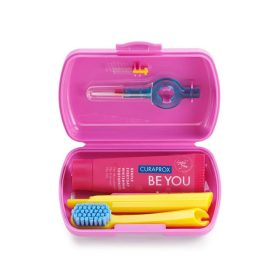   Curaprox Utazó szett PINK (fogkefe, mini fogkrém, fogköztisztító kefe)